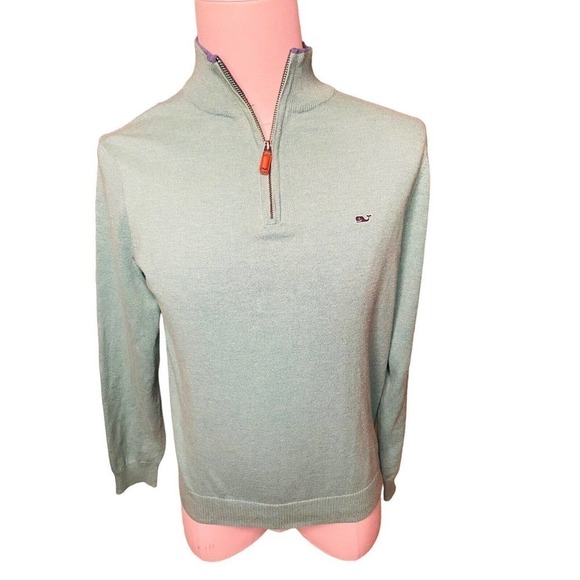 Vineyard Vines Mens Performance Quarter Zip Pullover Long Sleeve Green Small - Picture 1 of 8